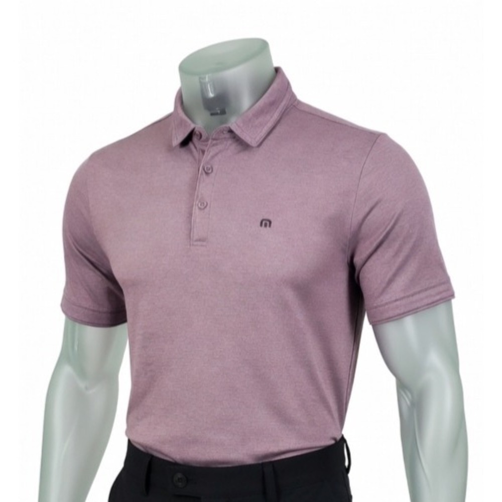TravisMathew Polo Shirt Mens Large Heather Mauve Golf Casual Performance Logo